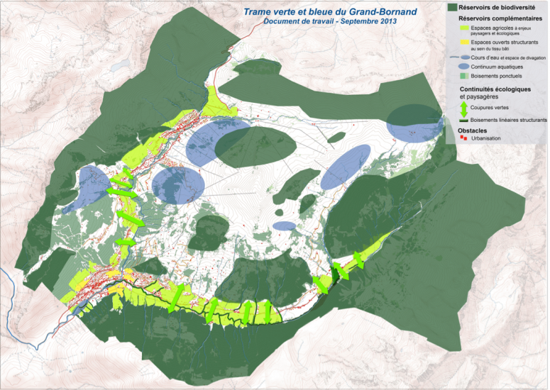 Carte de la trame verte et bleue